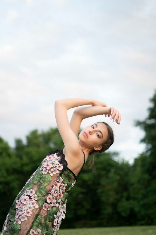 Slip dress made of floral lace