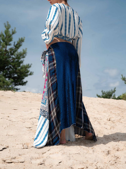 Long tie-front skirt