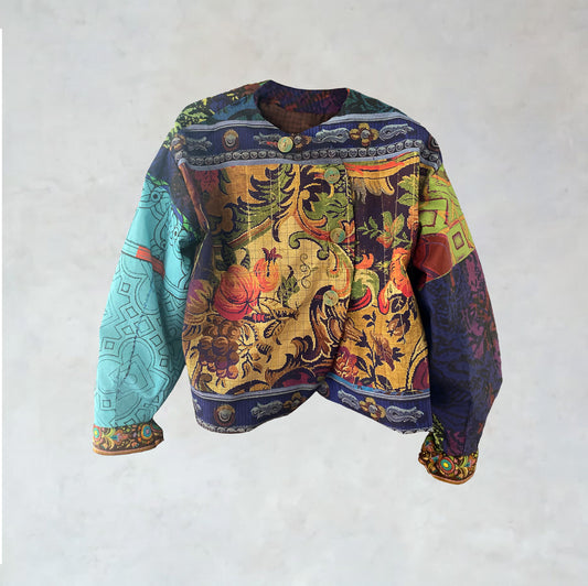 Blouson in patchwork-inspired digital print