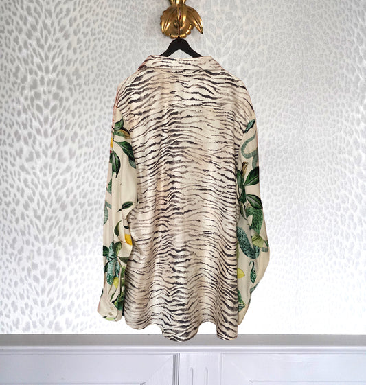 Camicia in seta con mix di fantasie