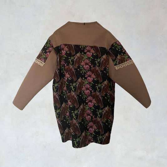 Multifunctional softshell sweater dress with motifs