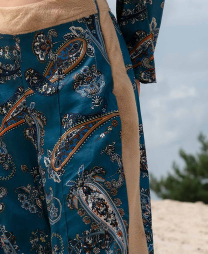 Paisley Hose mit Felleinsatz
