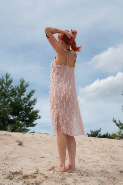 Slipkleid aus Chiffon mit Effektstreifen