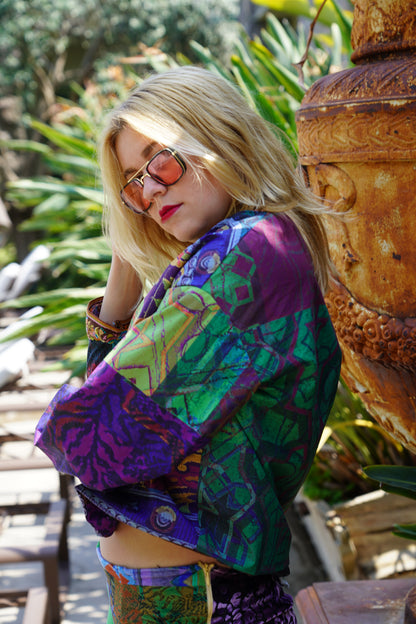 Blouson in Patchwork inspiriertem Digitaldruck